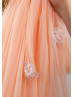 Peach Tulle High Low Floral Embellished Flower Girl Dress Peach Tulle High Low Floral Embellished Flower Girl Dress